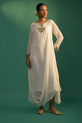 Ivory Mukesh Georgette Drape Dress – Light Occasion Wear