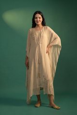 Beige Front-Open Kaftan with Inner – Party Wear