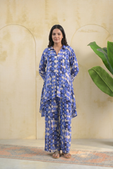 Blue Double Georgette Co-ord Set – Semi Formal Wear
