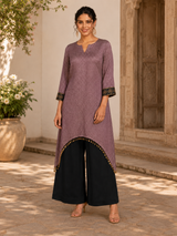 Brown Modal Hi-Low Kurta Set – Casual Wear